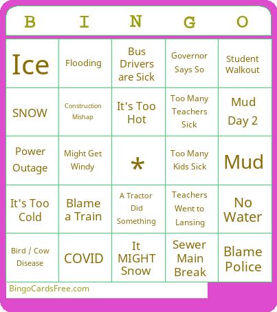 Fowlerville School Closure Bingo