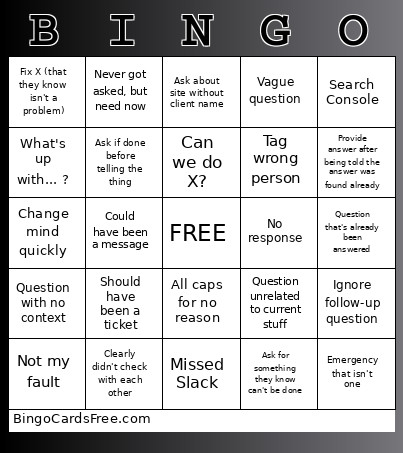 Fpgwork Bingo Card