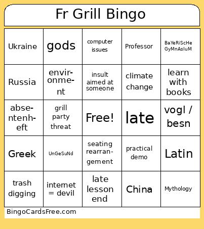 Fr Grill Bingo
