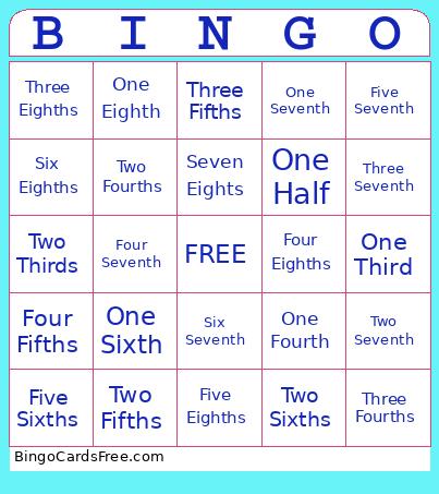 Fraction Bingo Card 2