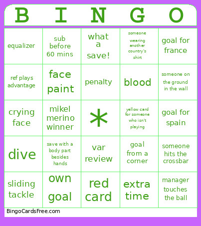 France Vs Spain Bingo Card