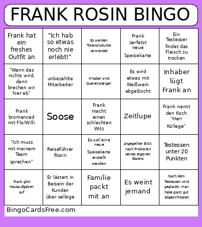 FRANK ROSIN Bingo Card