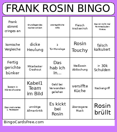 FRANK ROSIN Bingo Card