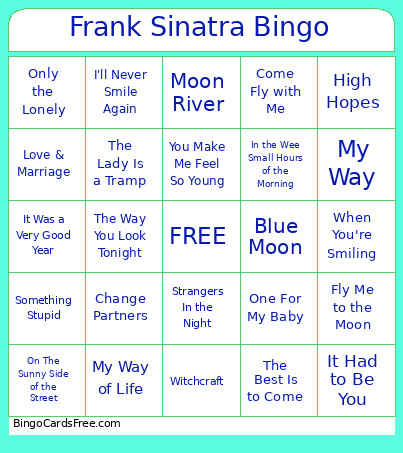 Frank Sinatra Bingo Card