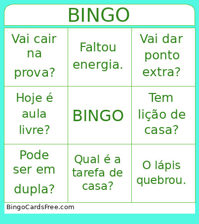FRASES QUE TODO ALUNO FALA Bingo Card