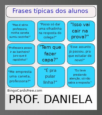 Frases Tipícas Dos Alunos Bingo Card