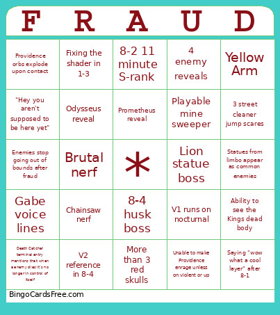 FRAUD Bingo Card
