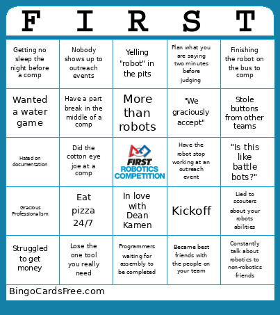 Frc For Kickoff Bingo Card