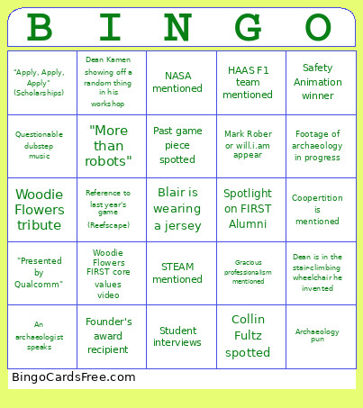 FRC Kickoff 2026 Bingo Card