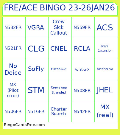 FRE/ACE 23-26JAN26 Bingo Card