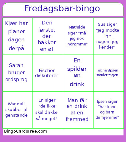 Fredagsbar- Bingo Card