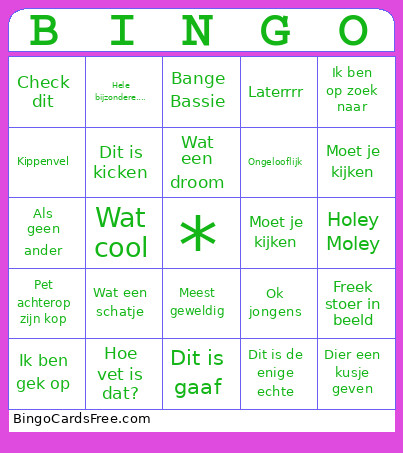 K Vonk Bingo Card