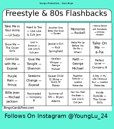 Style & 80s Flashbacks Bingo Card