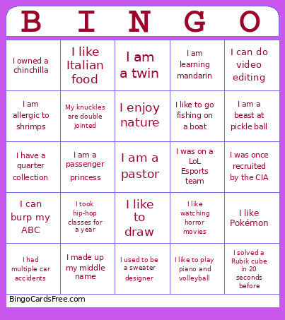 Fresh Wind ! Bingo Card