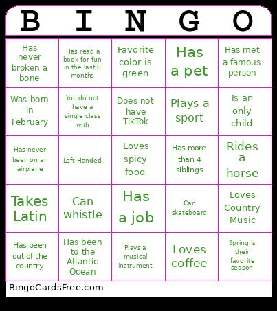 Freshman Retreat Bingo Card