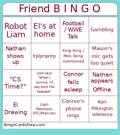 Friend B I N G O Bingo Card