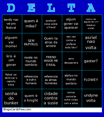 Friend Inside Me Bingo Card