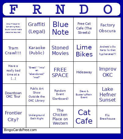 Friendo Bingo Card