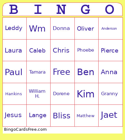 Friends Bingo Card