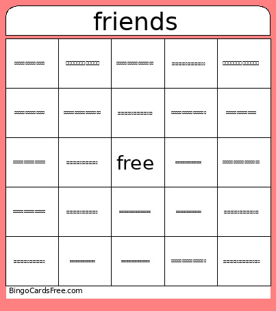 Friends Bingo Card
