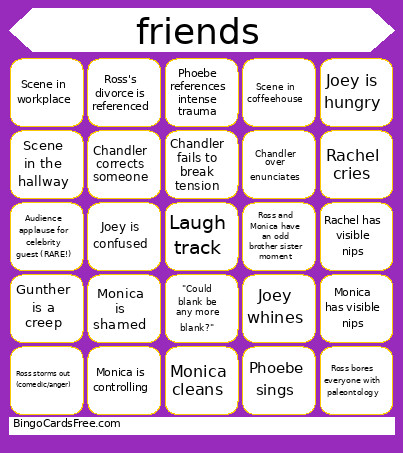 FRIENDS Bingo Card
