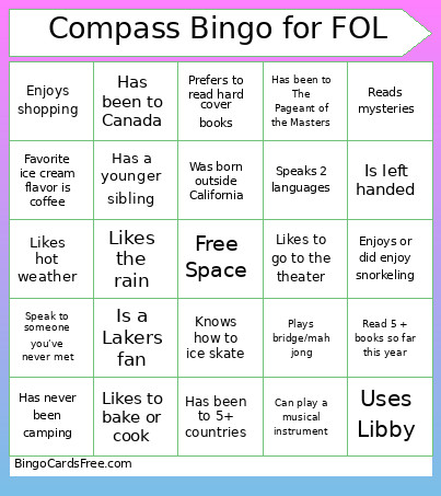 Friends Of The Library Bookstore Bingo Card