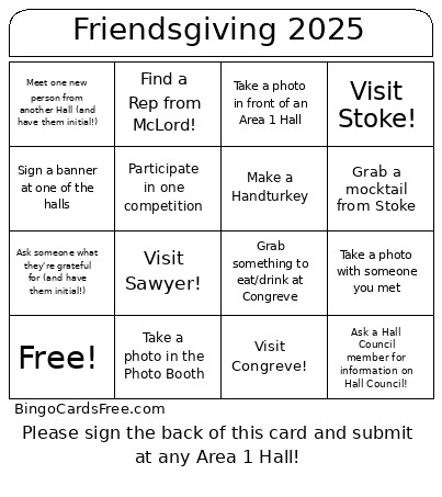 Friendsgiving 2025 Bingo Card