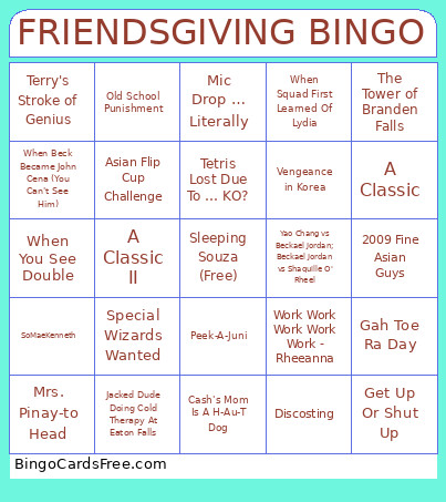 FRIENDSGIVING Bingo Card