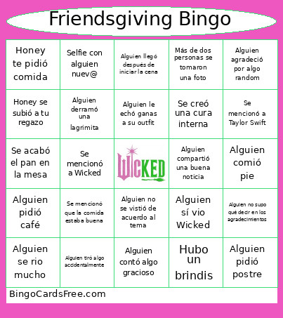 Friendsgiving Bingo Card