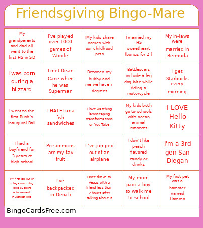 Friendsgiving -Tina Bingo Card