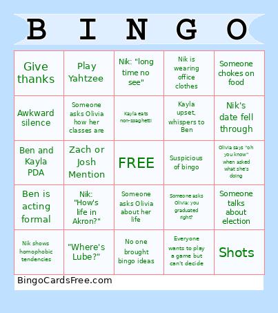 Friendsgiving Dinner  Bingo