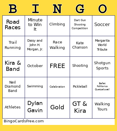 Friendship Festival Bingo Card