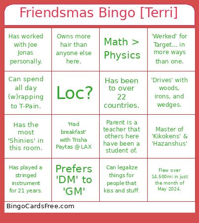 Friendsmas [Terri] Bingo Card