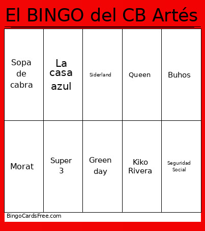 Friki Bingo Card