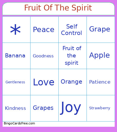 Fruit Of The Spirit Bingo Card