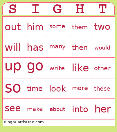Fry's Sight Words 51-75 Bingo Card