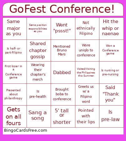 FSA Conference Bingo