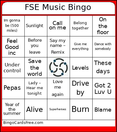FSE Music Bingo Card