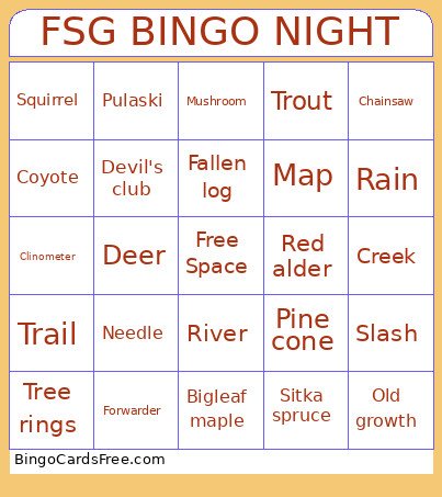 FSG Night Bingo Card