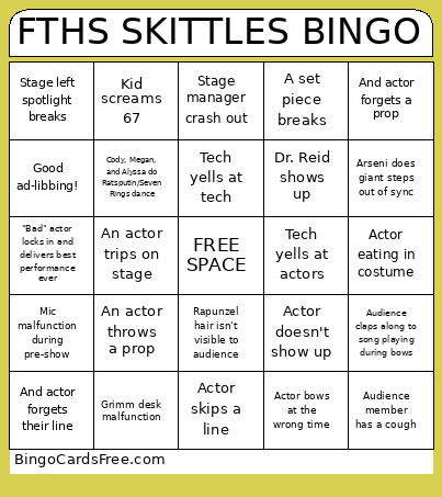 FTHS SKITTLES Bingo Card