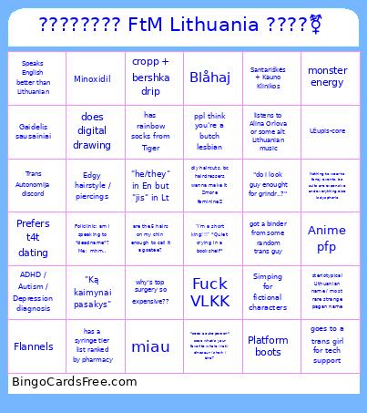 ???????? FtM Lithuania ????️‍⚧️ Bingo Card