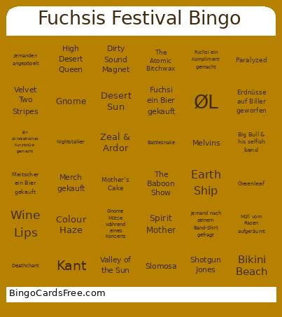 Fuchsis Festival Bingo