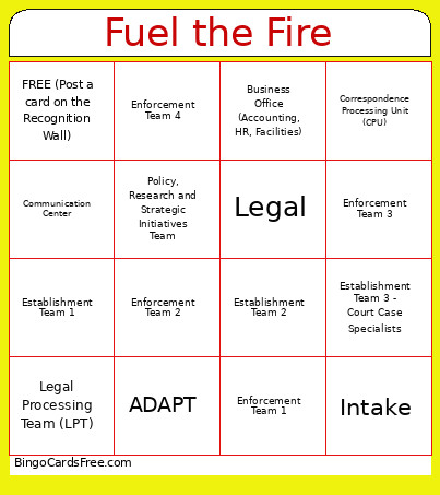 Fuel The Fire Bingo Card