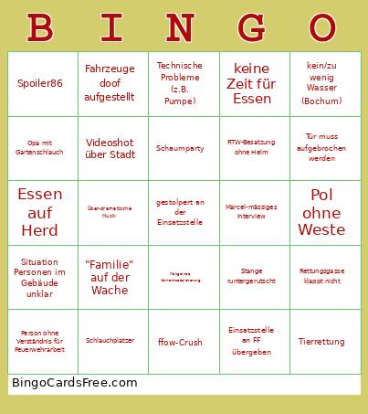 FuF V2.0 Bingo Card