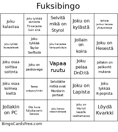 Fuksi Bingo Card