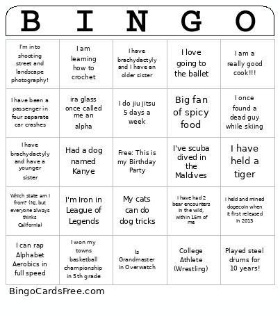 Fun Facts Bingo