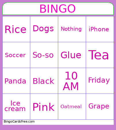 Fun Fun Bingo Card 2