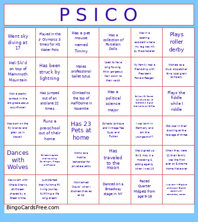 FunFacts Bingo Card