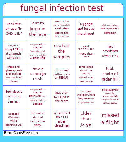 Fungal Infection Test Bingo Card