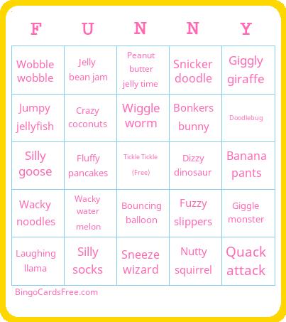 Funny Words Bingo Cards Free Pdf Printable Game, Title: FUNNY